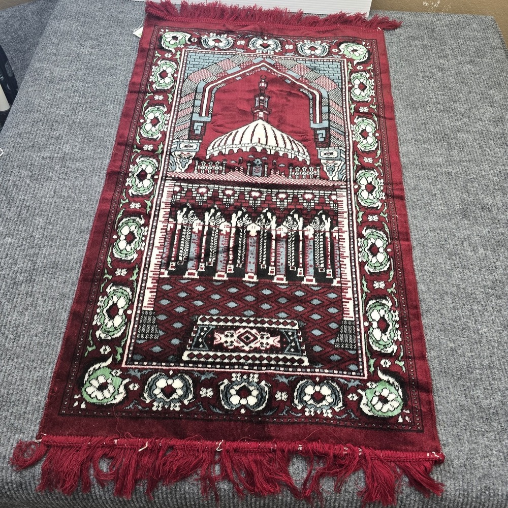 Vintage‎ Marveltex Muslim Mosque Praying Rug 42"x25" Bright Colors